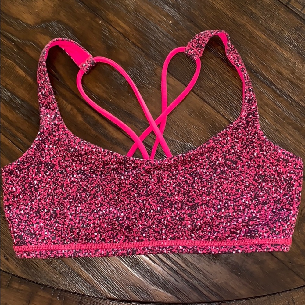 lulu lemon pink speckled sports bra